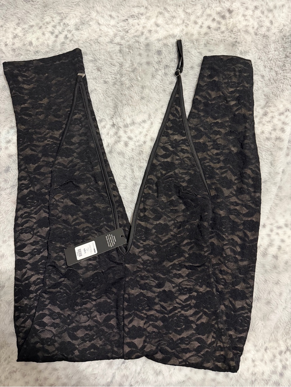 Fashion Nova Black Lace Leggings with Sheer Pattern